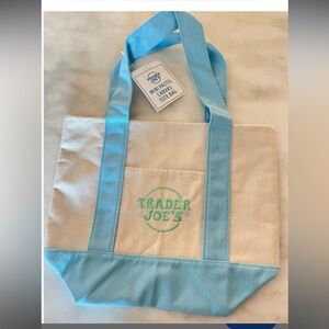Trader Joe's Blue and Cream Canvas Tote Bag